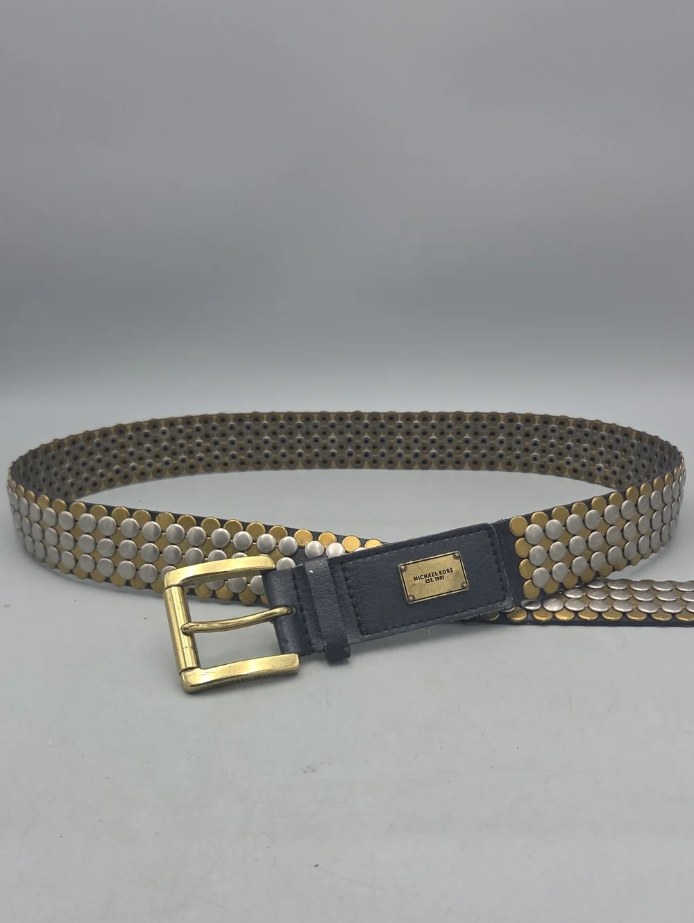MK Belt MICHAEL KORS Heavily Studded Leather Belt Women Large